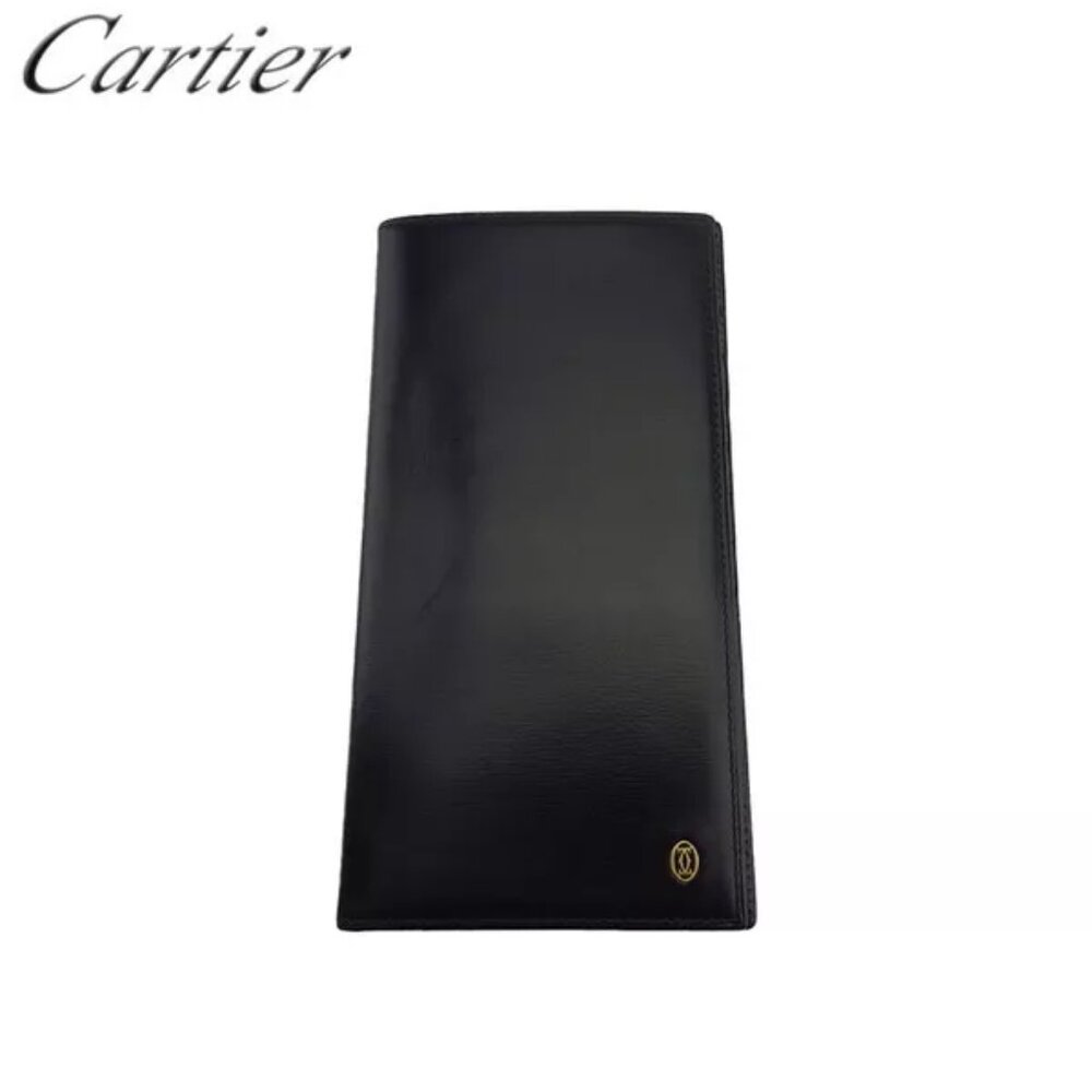 Cartier Long Bill Holder Pasha Leather Authentic Used